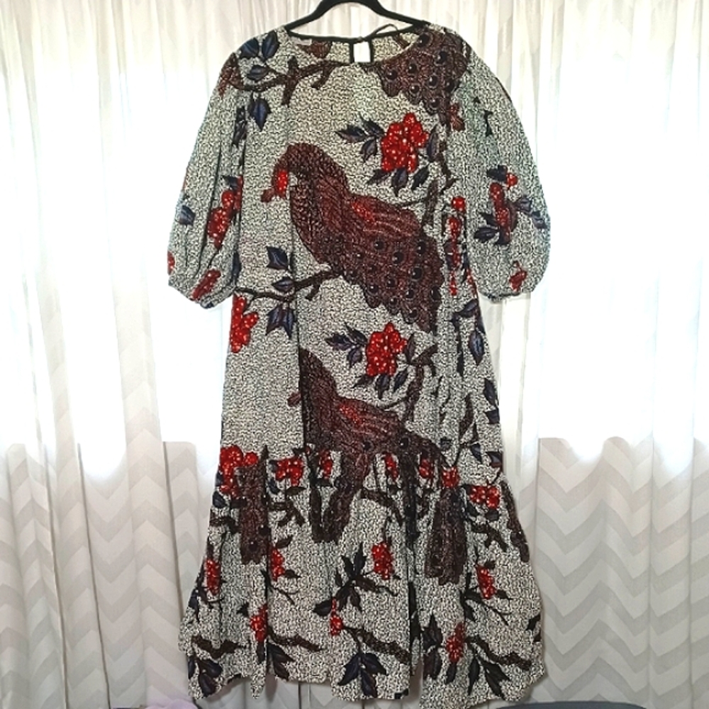 Grass-Fields African Handmade Peacock Dress